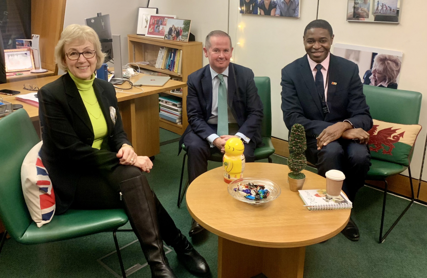 Dame Andrea Leadsom and Dr Jide Menakaya 